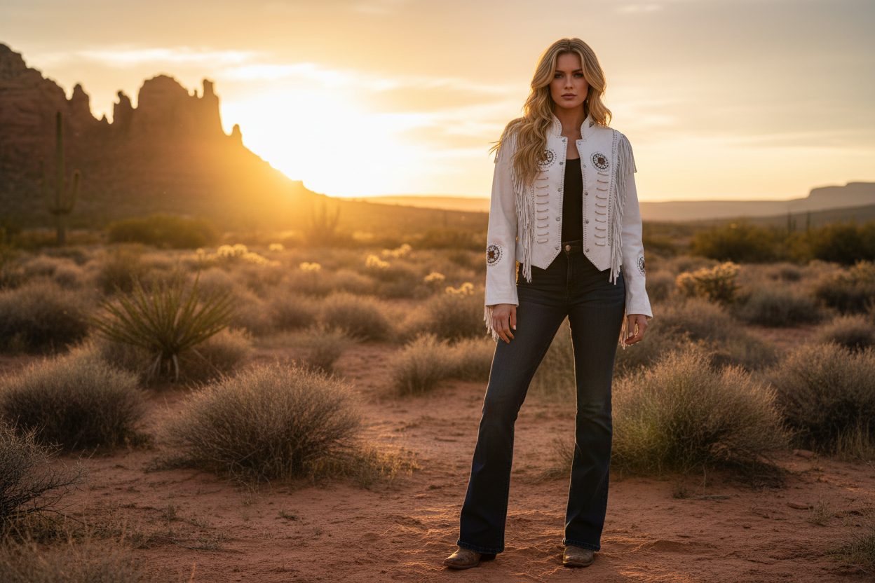 Women Fringe Suede Leather Cowboy Jacket -ZLC-WWJ-2019 - ZHIM LEATHER CREATIONS