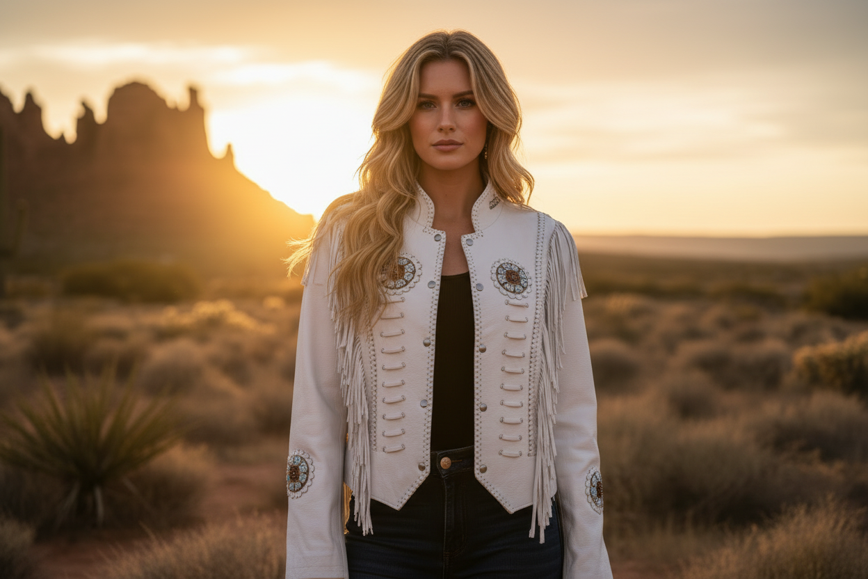 Women Fringe Suede Leather Cowboy Jacket -ZLC-WWJ-2019 - ZHIM LEATHER CREATIONS