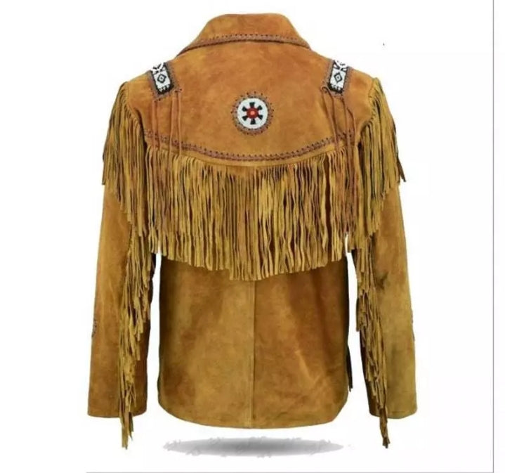 Women Native American Western Cowboy Leather Jacket Suede Fringe & Beaded -ZLC-WWJ-2020-1