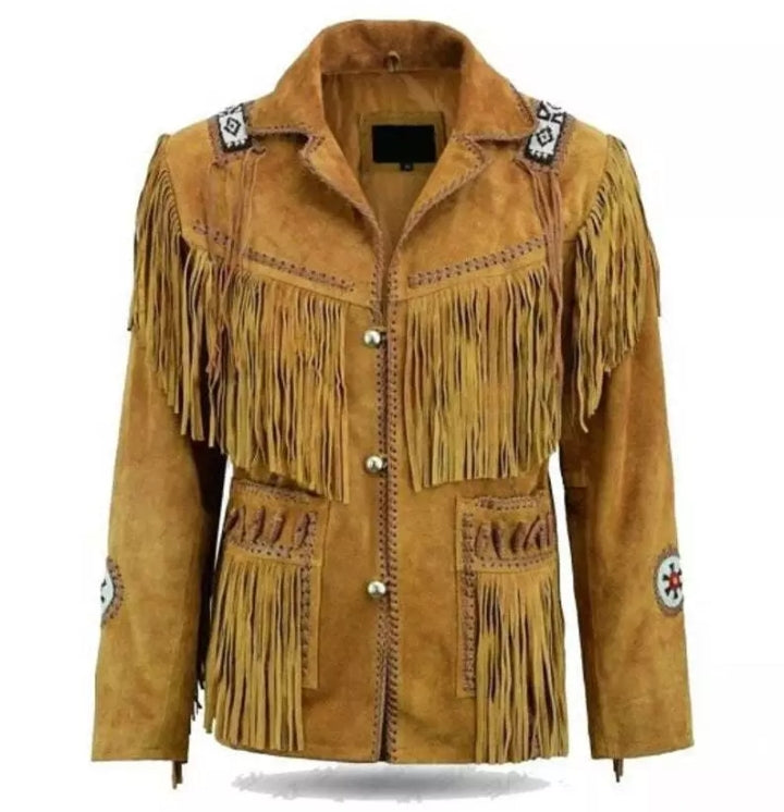 Women Native American Western Cowboy Leather Jacket Suede Fringe & Beaded -ZLC-WWJ-2020