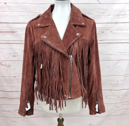 Women Native American Western Cowboy Leather Jacket Suede Fringe & Beaded -ZLC-WWJ-2022-1