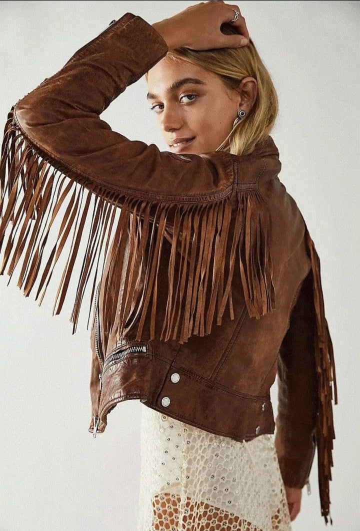 Women Native American Western Cowboy Leather Jacket Suede Fringe & Beaded -ZLC-WWJ-2022