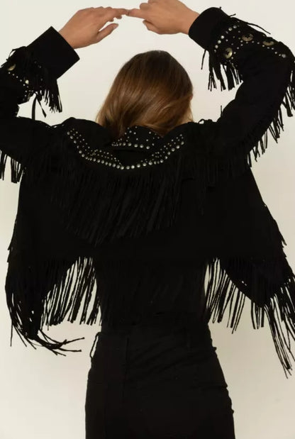 Women Native American Western Cowboy Leather Jacket Suede Fringe & Beaded -ZLC-WWJ-2025-3