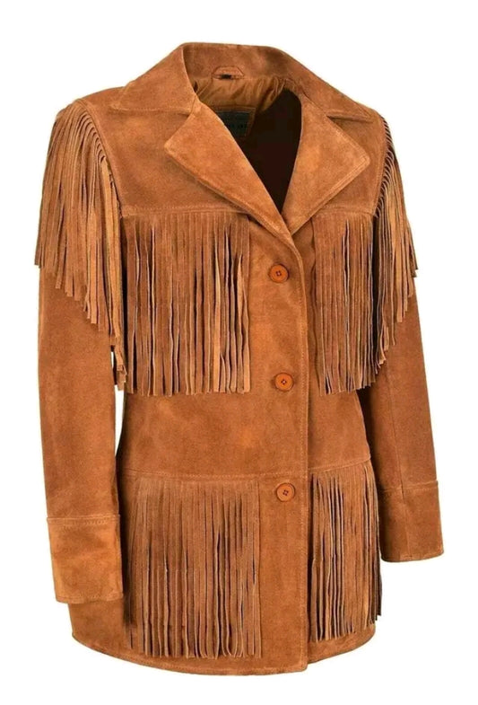 Women Native American Western Cowboy Leather Jacket Suede Fringe & Beaded -ZLC-WWJ-2026