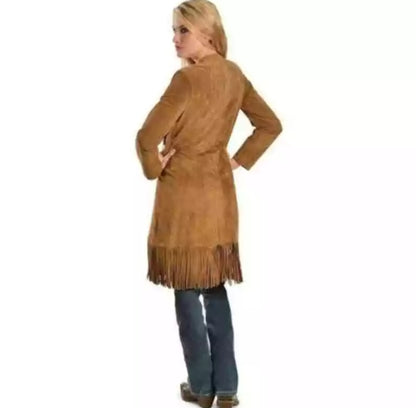 Women Native American Western Cowboy Leather Jacket Suede Fringe & Beaded -ZLC-WWJ-2027-1