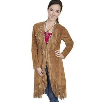 Women Native American Western Cowboy Leather Jacket Suede Fringe & Beaded -ZLC-WWJ-2027