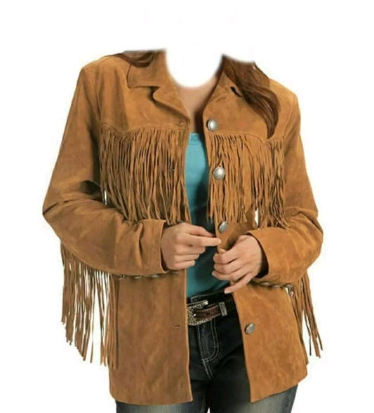 Women Native American Western Cowboy Leather Jacket Suede Fringe & Beaded -ZLC-WWJ-2028