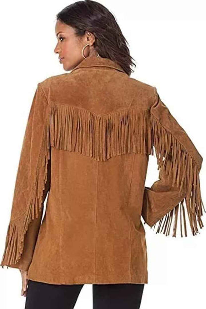 Women Fringe Suede Leather Cowboy Jacket-ZLC-WWJ-2029