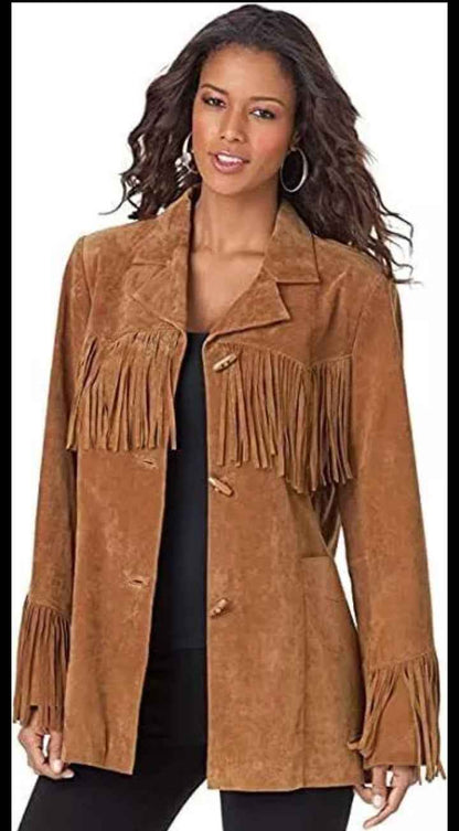 Women Fringe Suede Leather Cowboy Jacket-ZLC-WWJ-2029
