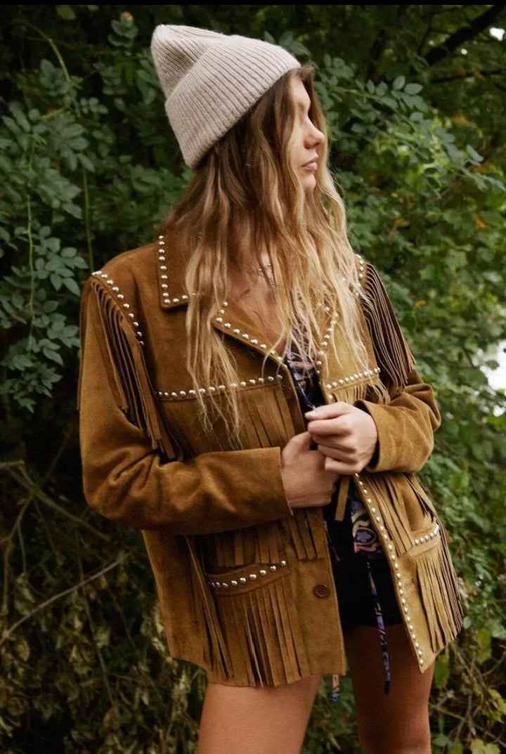 Women Fringe Suede Leather Cowboy Jacket -ZLC-WWJ-2030