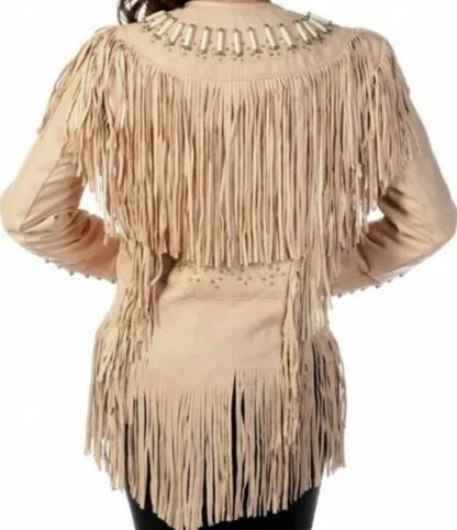 Women Native American Western Cowboy Leather Jacket Suede Fringe & Beaded -ZLC-WWJ-2040-1