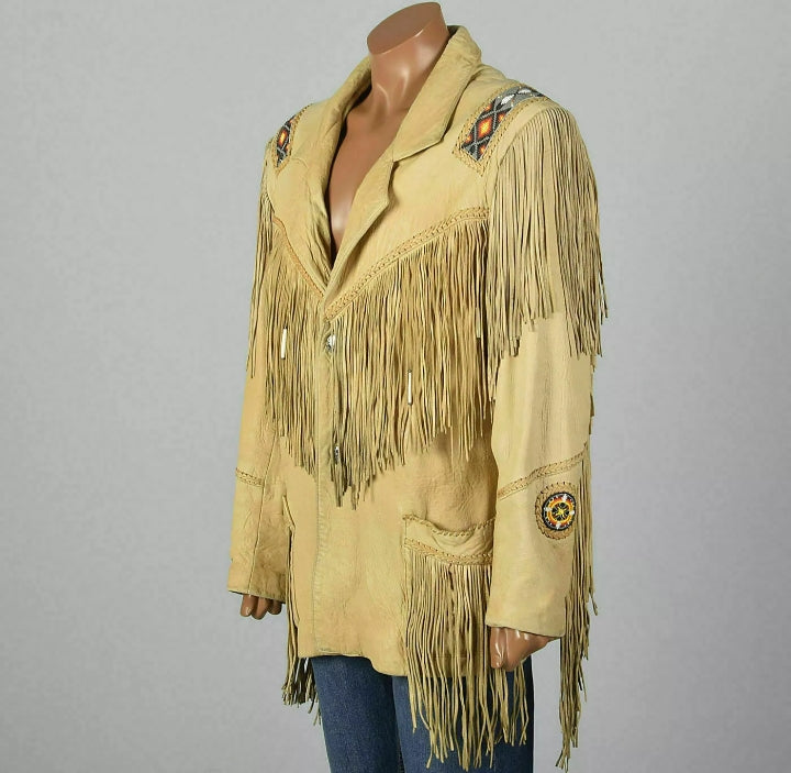 Women Native American Western Cowboy Leather Jacket Suede Fringe & Beaded -ZLC-WWJ-2041-1