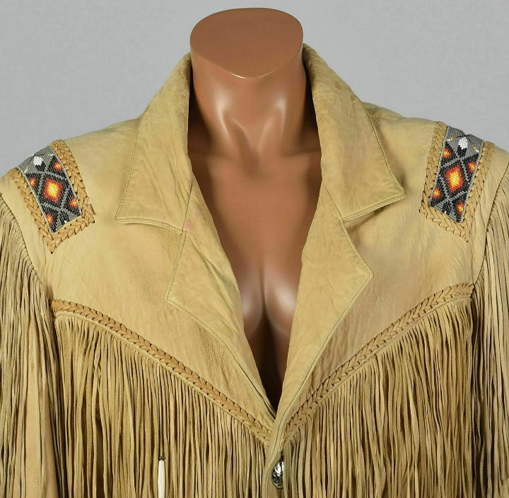 Women Native American Western Cowboy Leather Jacket Suede Fringe & Beaded -ZLC-WWJ-2041-3