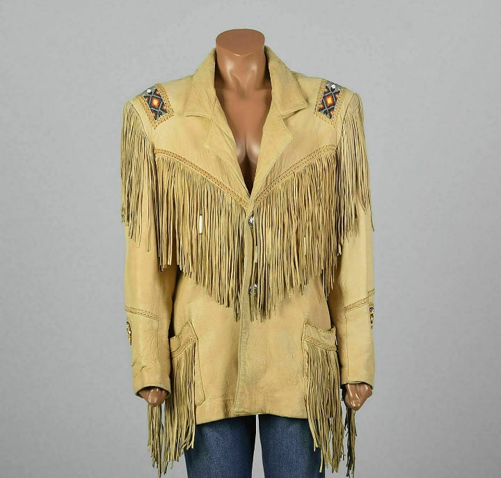 Women Native American Western Cowboy Leather Jacket Suede Fringe & Beaded -ZLC-WWJ-2041