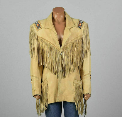 Women Native American Western Cowboy Leather Jacket Suede Fringe & Beaded -ZLC-WWJ-2041