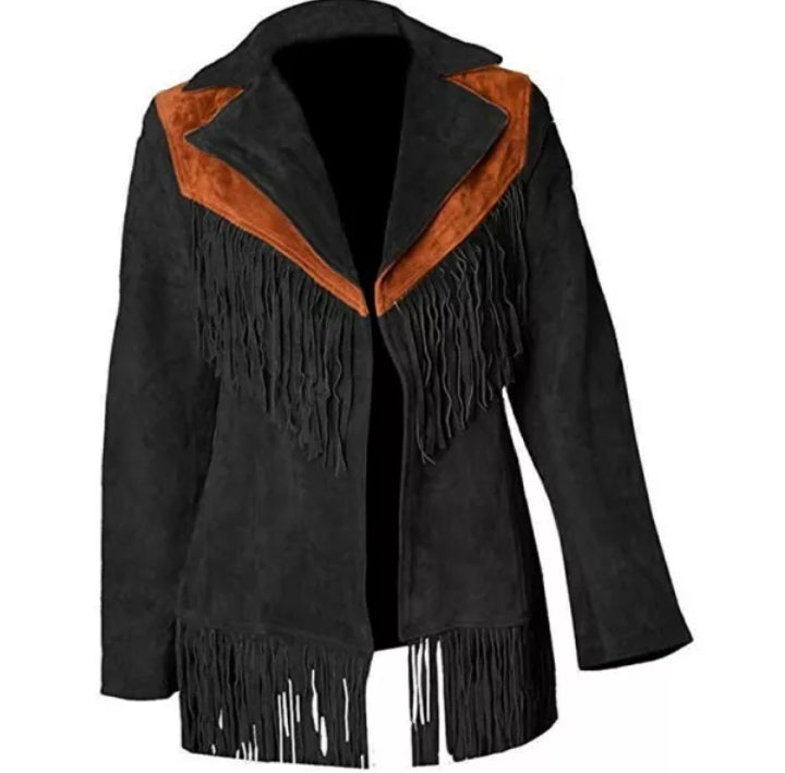 Women Native American Western Cowboy Leather Jacket Suede Fringe & Beaded -ZLC-WWJ-2042