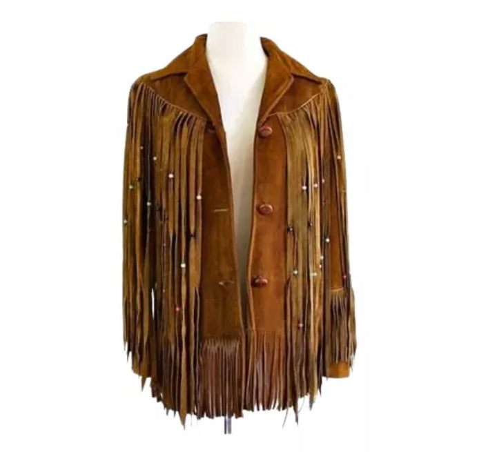 Women Native American Western Cowboy Leather Jacket Suede Fringe & Beaded -ZLC-WWJ-2044-1