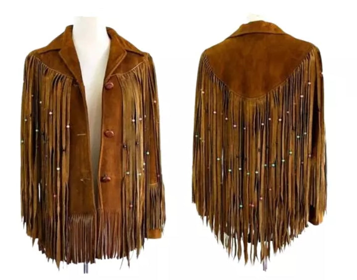 Women Native American Western Cowboy Leather Jacket Suede Fringe & Beaded -ZLC-WWJ-2044