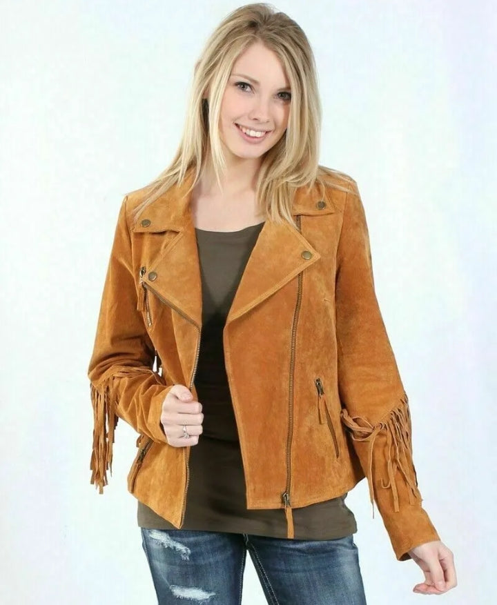 Women Native American Western Cowboy Leather Jacket Suede Fringe & Beaded -ZLC-WWJ-2046