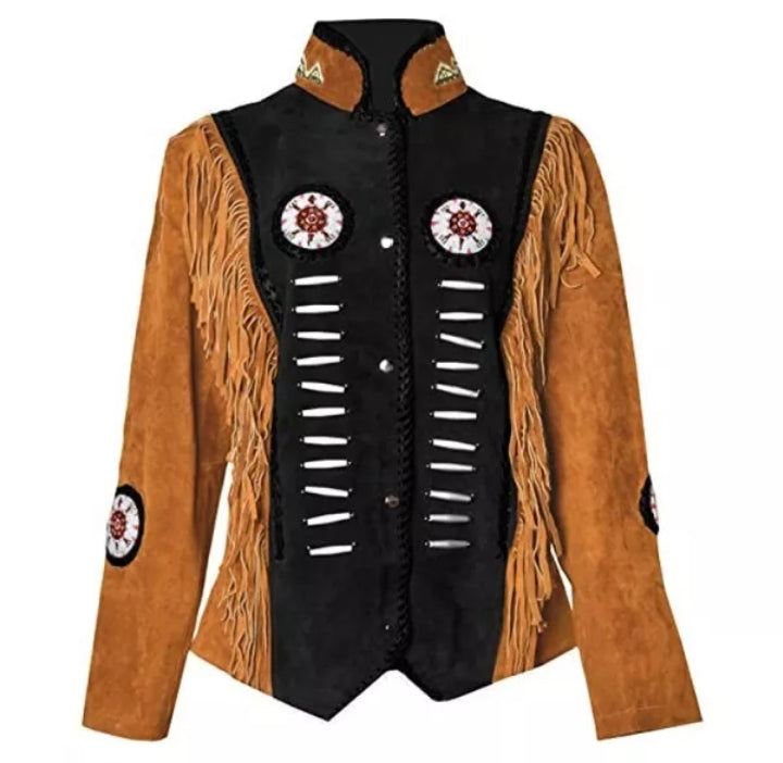 Women Native American Western Cowboy Leather Jacket Suede Fringe & Beaded -ZLC-WWJ-2047