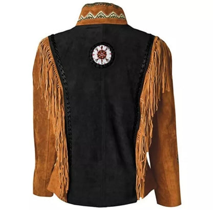 Women Native American Western Cowboy Leather Jacket Suede Fringe & Beaded -ZLC-WWJ-2047-1