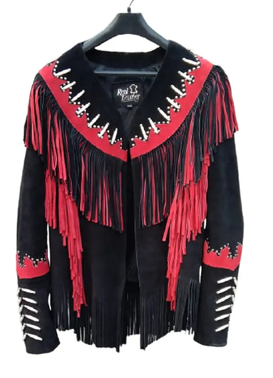 Women Native American Western Cowboy Leather Jacket Suede Fringe & Beaded -ZLC-WWJ-2048