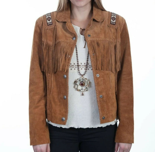 Women Native American Western Cowboy Leather Jacket Suede Fringe & Beaded -ZLC-WWJ-2050