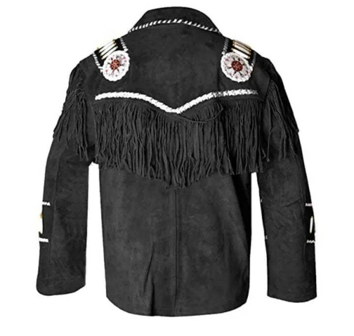 Women Native American Western Cowboy Leather Jacket Suede Fringe & Beaded -ZLC-WWJ-2055-1