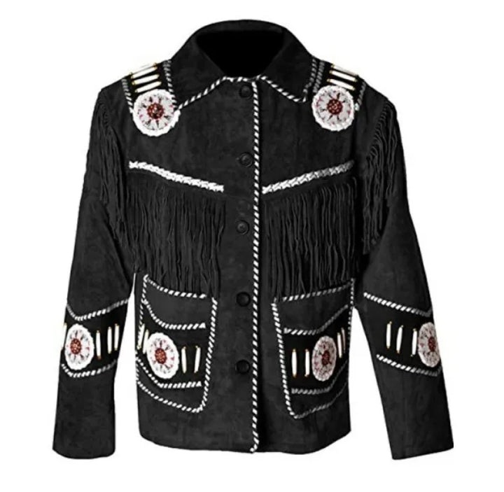 Women Native American Western Cowboy Leather Jacket Suede Fringe & Beaded -ZLC-WWJ-2055