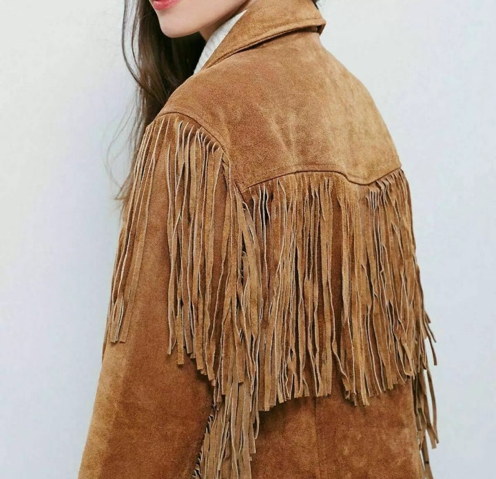 Women Native American Western Cowboy Leather Jacket Suede Fringe & Beaded -ZLC-WWJ-2057-1