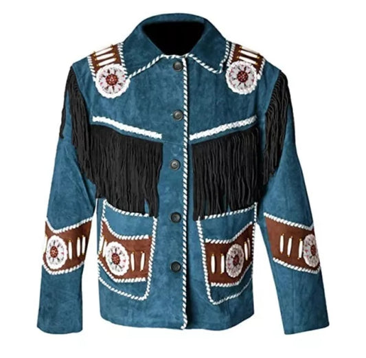 Women Native American Western Cowboy Leather Jacket Suede Fringe & Beaded -ZLC-WWJ-2059