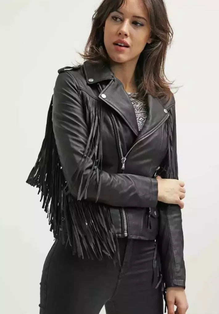 Women Native American Western Cowboy Leather Jacket Suede Fringe & Beaded -ZLC-WWJ-2060