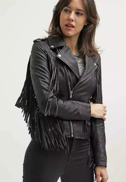 Women Native American Western Cowboy Leather Jacket Suede Fringe & Beaded -ZLC-WWJ-2060