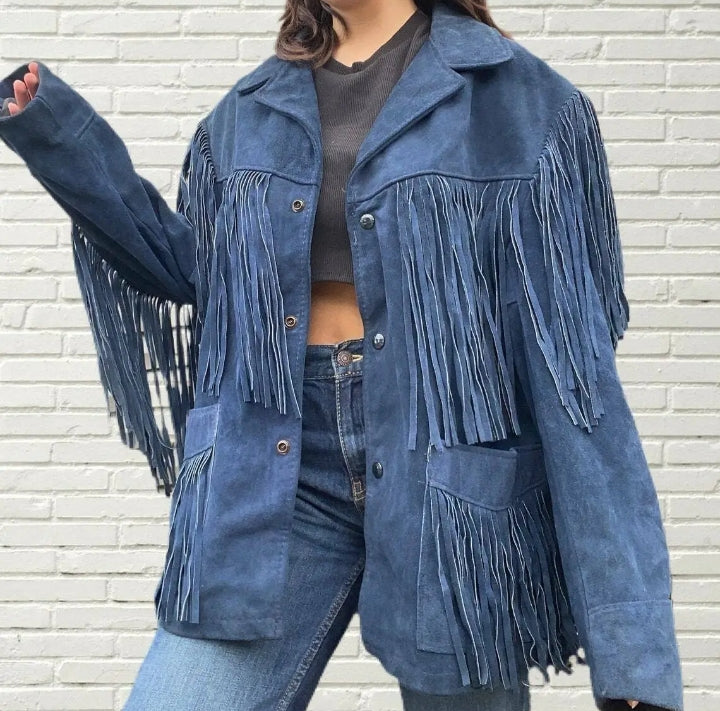 Women Native American Western Cowboy Leather Jacket Suede Fringe & Beaded -ZLC-WWJ-2061