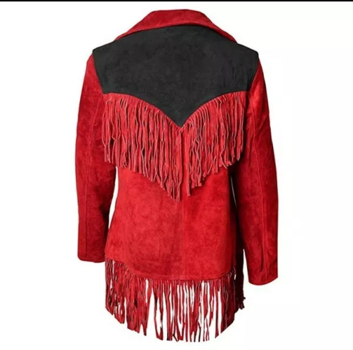 Women Native American Western Cowboy Leather Jacket Suede Fringe & Beaded -ZLC-WWJ-2064-1