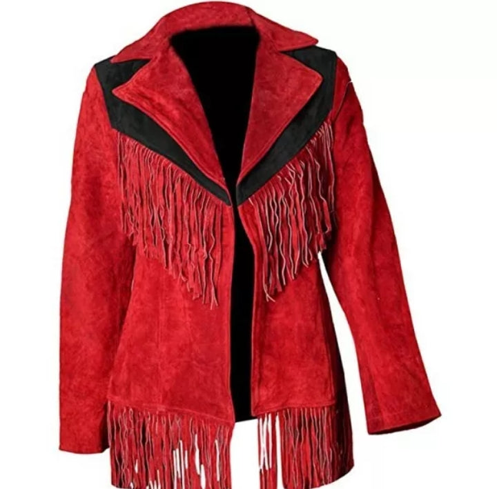 Women Native American Western Cowboy Leather Jacket Suede Fringe & Beaded -ZLC-WWJ-2064