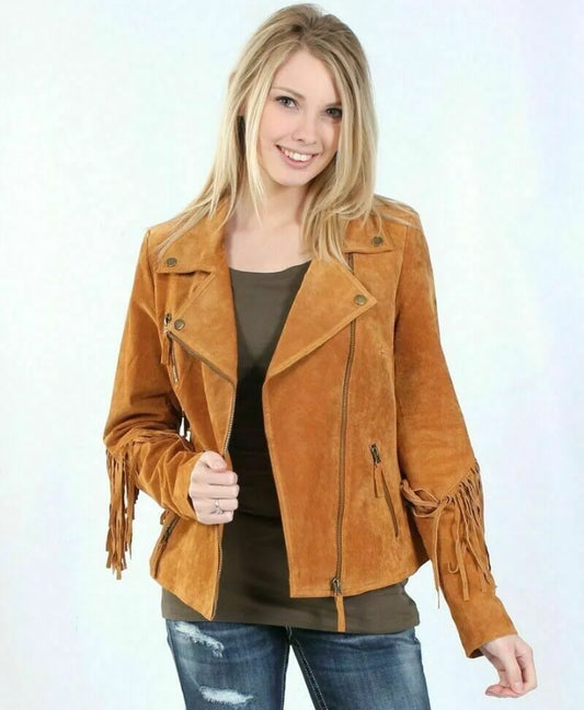 Women Native American Western Cowboy Leather Jacket Suede Fringe & Beaded -ZLC-WWJ-2067