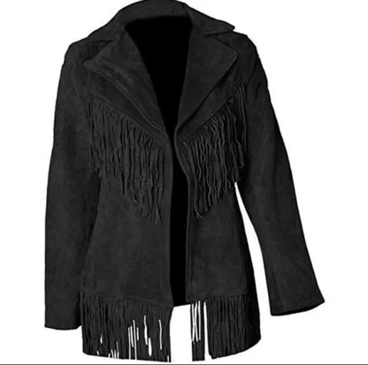 Women Native American Western Cowboy Leather Jacket Suede Fringe & Beaded -ZLC-WWJ-2070