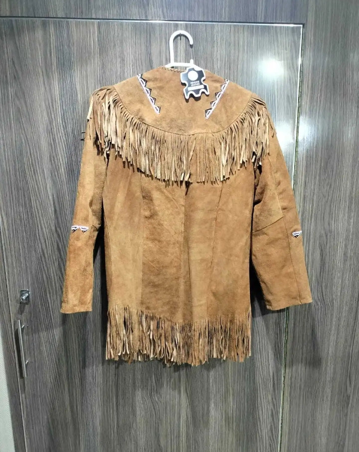 Women Native American Western Cowboy Leather Jacket Suede Fringe & Beaded -ZLC-WWJ-2071-1