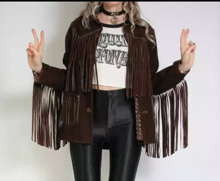 Women Native American Western Cowboy Leather Jacket Suede Fringe & Beaded -ZLC-WWJ-2072