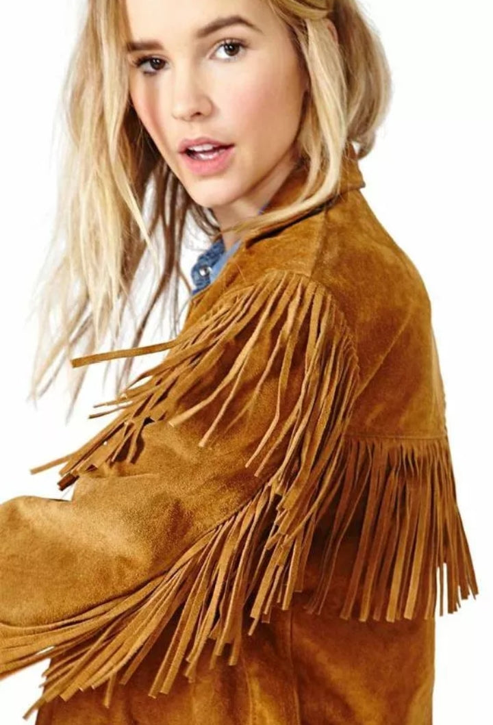 Women Native American Western Cowboy Leather Jacket Suede Fringe & Beaded -ZLC-WWJ-2074-1