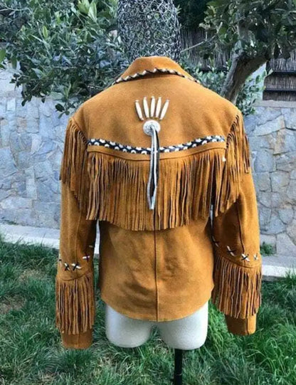 Women Native American Western Cowboy Leather Jacket Suede Fringe & Beaded -ZLC-WWJ-2075-1