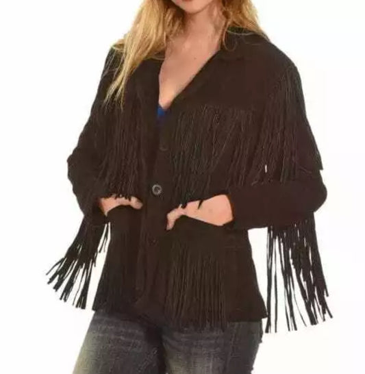 Women Native American Western Cowboy Leather Jacket Suede Fringe & Beaded -ZLC-WWJ-2076