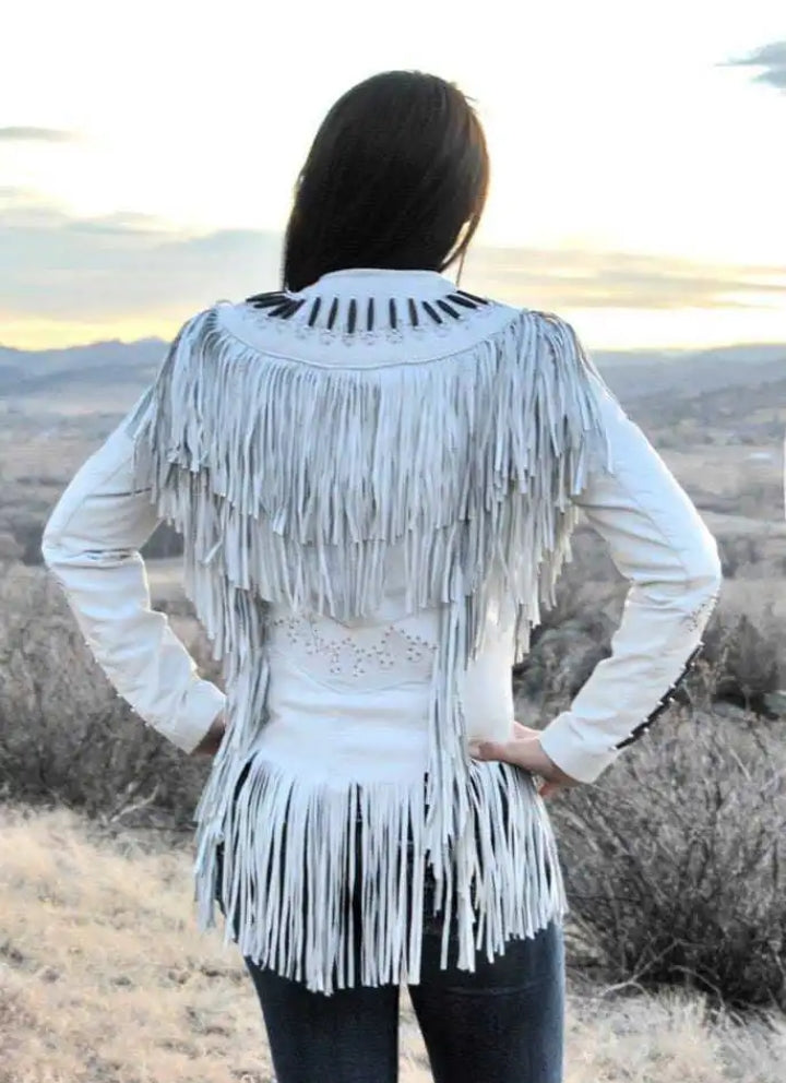 Women Native American Western Cowboy Leather Jacket Suede Fringe & Beaded -ZLC-WWJ-2077-1