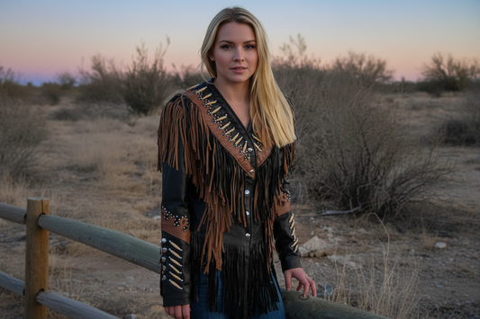 Women Fringe Suede Leather cowboy Jacket -ZLC-WWJ-2079 - ZHIM LEATHER CREATIONS