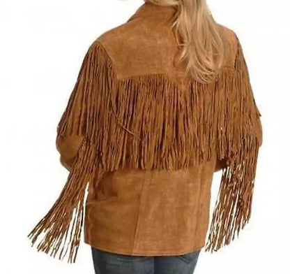 Women Native American Western Cowboy Leather Jacket Suede Fringe & Beaded -ZLC-WWJ-2082-1