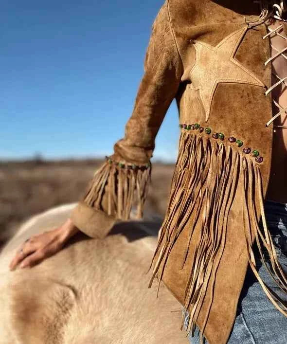 Women Fringe Suede Leather cowboy Jacket -ZLC-WWJ-2081